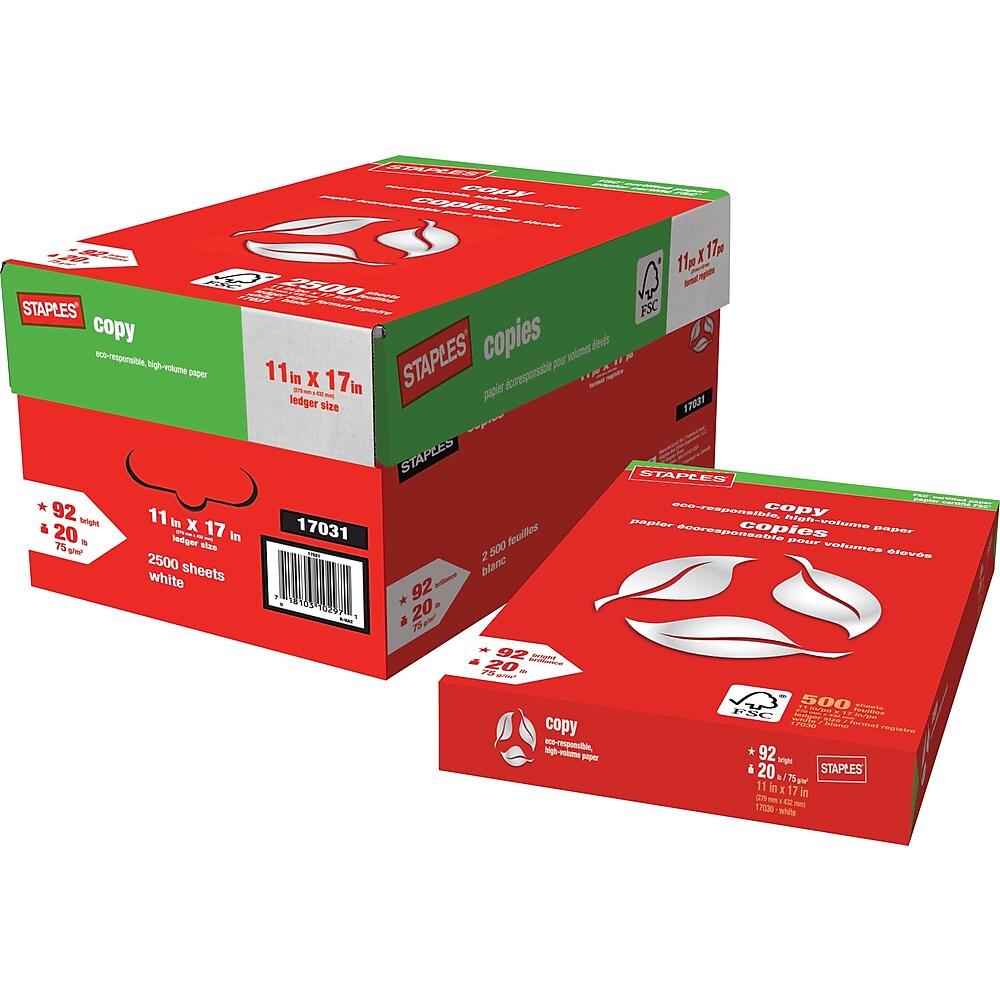 Staples Brand FSC Certified White Bond 20 Lb Copy Paper 11x17 In 